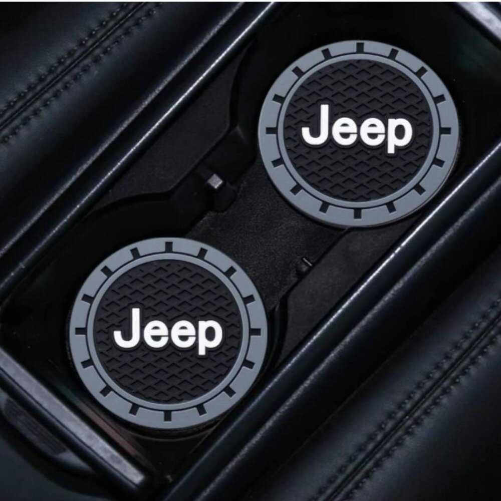 2X-Jeep Black and Gray Round Coasters